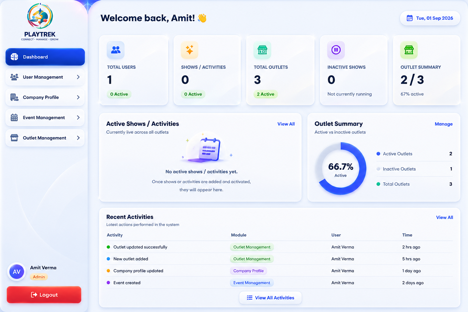 PlayTrek Dashboard